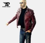 DiamondEdge Handmade Red Leather Biker Jacket