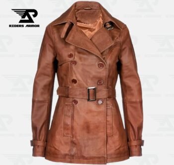 TimberBelle Ladies Brown Leather Peacoat
