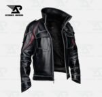 PhantomX Embossed Black Real Leather Jacket
