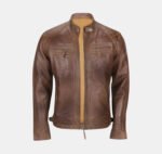 Wrangler Distressed Brown Cowhide Leather Jacket